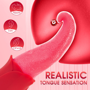 Vibratore Massaggiatore Realistico Ricaricabile USB a Forma di Lingua per Piercing, Giocattolo Sessuale per Donne, Miglior Vibratore a Lingua - Product Image 3