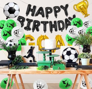 Felice <span class=keywords><strong>6</strong></span> ° compleanno festa di gol campione di calcio trofeo numero lettera palloncini in lamina calcio stampato elio palloncino in lattice set - Product Image 3