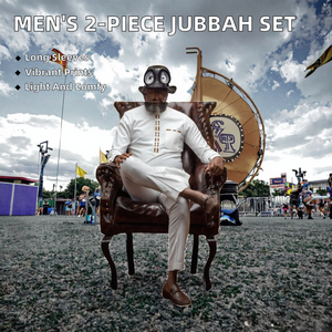 Ensemble 2 pièces vintage modeste pour homme, nouveau Jubbah Abaya ethnique africain, léger, respirant, vêtements de loisirs et de festival en polyester - Product Image 3