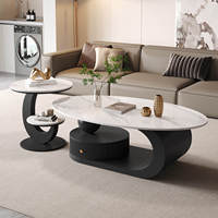 Table basse ovale en pierre avec espace de rangement, durable, écologique, design moderne, meubles de salon pour petites maisons