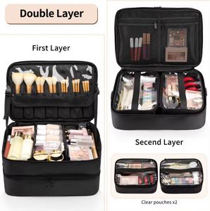 Free Sample Large Cosmetic Travel <b>Case</b> Double Layer Large <b>Makeup</b> Bag Waterproof <b>Makeup</b> Artist Storage Box - Product Image 2