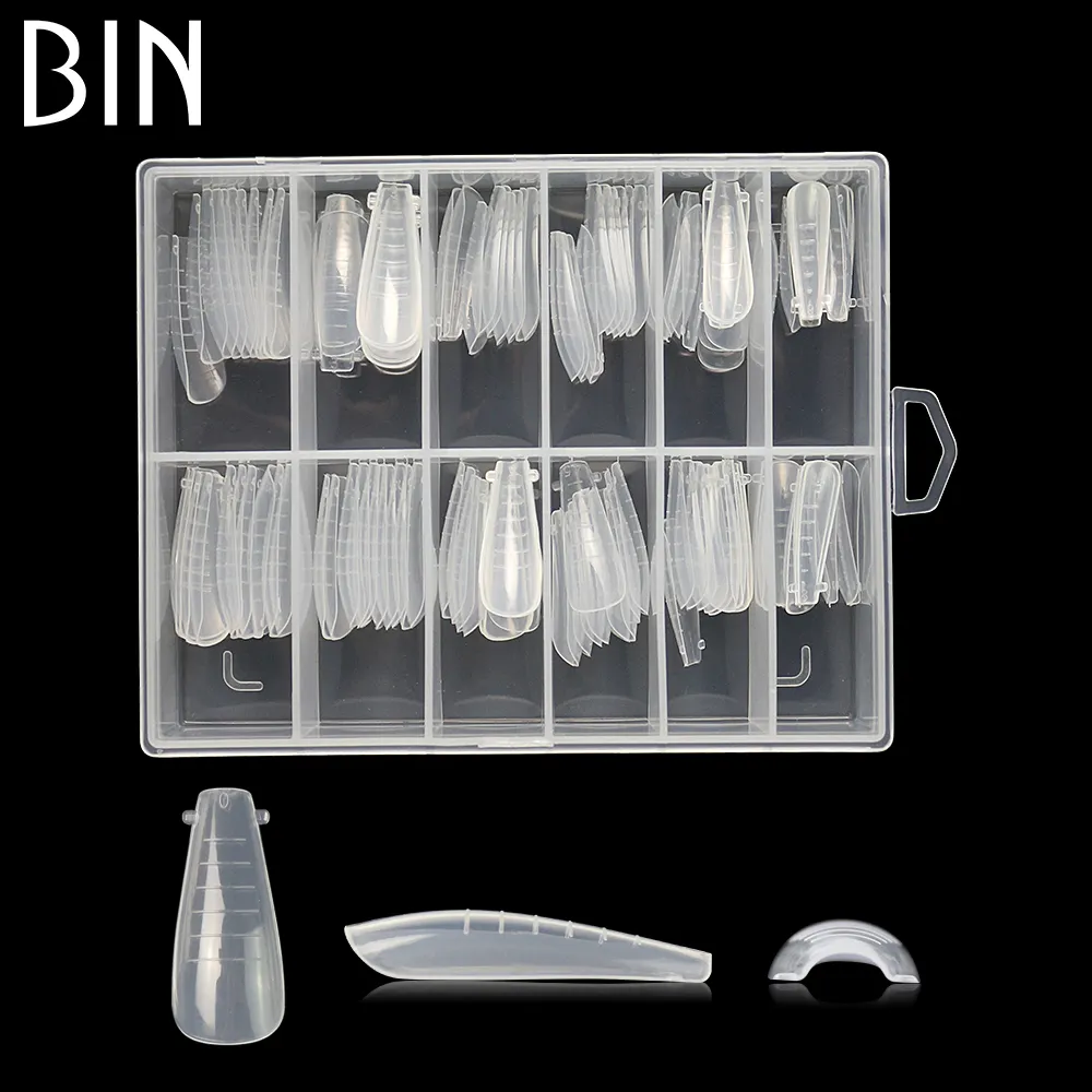 BIN high quality 120Pcs Box Soft Gel Nail Extension Tips Mold Acrylic Mould Quick Building Tip Dual Forms Tips