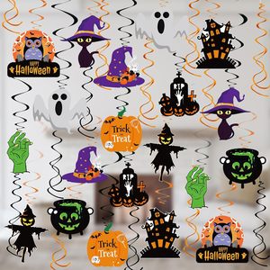 Guirlandes suspendues d'Halloween, serpentins en aluminium avec motifs fantôme, citrouille et sorcière pour fête d'Halloween - Product Image 1