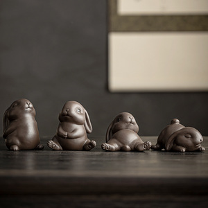 ชุดน้ำชากระต่ายน่ารักสำหรับสัตว์เลี้ยงชุดน้ำชาดินเผาสีม่วงสำหรับผู้รักชาการ์ตูนกังฟูสัตว์เลี้ยง - Product Image 2