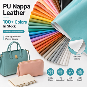 Cuero Sintético PU Nappa, <span class=keywords><strong>Tela</strong></span> Vegana Imitación Piel de Rexina para Bolsos, Carteras, Bolsitas, Fabricación de Bolsos, Láminas, Rollos al por Mayor, Revestimiento Suave - Product Image 4