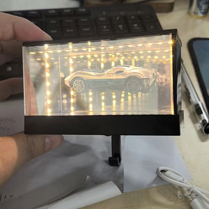 Infinity Garage <strong>Key</strong> Holder with Mini Car for <strong>Wall</strong>, Light Illusion <strong>Keys</strong> Hangers <strong>Hooks</strong>, Mirror LED Lamp Display Case with USB - Product Image 3