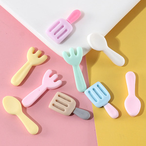 Cuillères, fourchettes, spatules en résine EVA, mini accessoires pour la décoration de téléphone, fournitures de bricolage, ensemble de couleurs pastel - Product Image 1