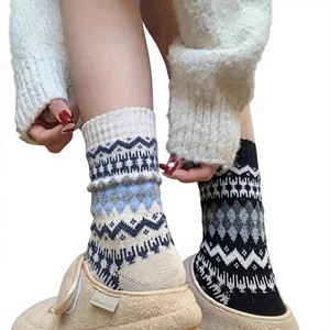 <span class=keywords><strong>Chaussettes</strong></span> d'hiver en mélange de laine épaisse Jingwen <span class=keywords><strong>Oeko</strong></span> <span class=keywords><strong>Tex</strong></span> 100 2026, motif ethnique rétro, <span class=keywords><strong>chaussettes</strong></span> souples et chaudes pour la maternité - Product Image 1