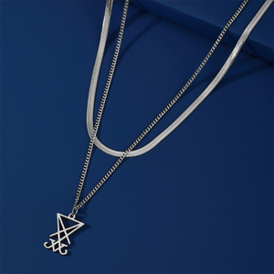 Sigil di lucifero collana ciondolo in acciaio inox doppio strato di serpente sigillo a catena di satana amuleto gioielli da donna - Product Image 4