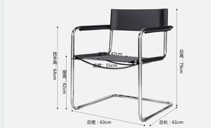 Giữa thế kỷ cổ điển Bauhaus cánh tay ghế với Chrome kim loại màu đen da yên phòng chờ thiết kế cho phòng khách ăn khách sạn trường học - Product Image 6