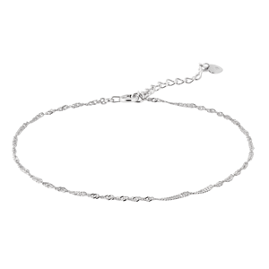 Smooth Ripple Textured White Pt950 Slim Wrist Cord With Wave Segments For Daily Female <b>Stack</b> Lightweight Platinum Wrist Trinket - Product Image 3