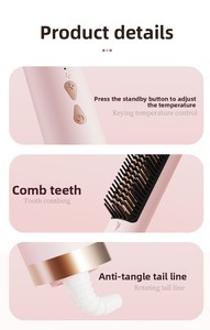 Peigne lissant multifonctionnel 4 températures, ions négatifs, <span class=keywords><strong>brosse</strong></span> lissante mini double usage pour homme et femme - Product Image 6