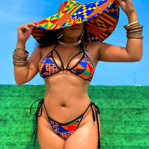 Maillot de bain fendu sexy de grande taille Bikini pour femme Maillot de bain européen et américain Bikini tressé - Product Image 1