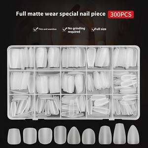 Puntas <span class=keywords><strong>de</strong></span> uñas <span class=keywords><strong>de</strong></span> <span class=keywords><strong>Gel</strong></span> suave corto mate 300 unids/caja Uñas postizas a presión Cubierta completa Diseño <span class=keywords><strong>de</strong></span> ataúd cuadrado para dedos - Product Image 1