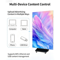 Écran publicitaire LED mobile pliable en trois parties pour intérieur, Totem vertical, machine publicitaire LED mobile, affichage LED pour salon automobile