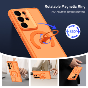 เคสโทรศัพท์แม่เหล็กแบบด้านคุณภาพสูงสำหรับ Samsung S26 S23 S24 S25 Ultra พร้อมการปกป้อง 360 องศา °   ขาตั้งแบบวงแหวนหมุนได้ ฝาหลังกันกระแทก - Product Image 4