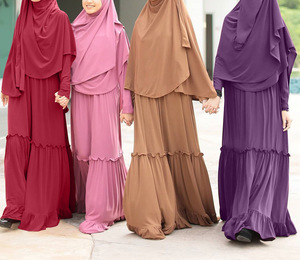 Yibaoli nuovo design hijab abito musulmano tacchino nero navy viola jersey abaya con sciarpa di grandi dimensioni - Product Image 4