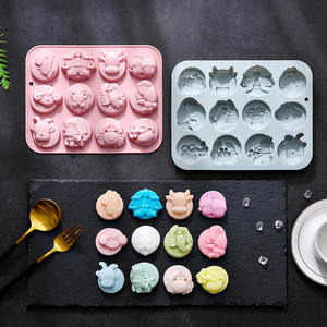 Moule en silicone pour animaux <span class=keywords><strong>du</strong></span> zodiaque, 12 signes, moule à glaçons et à chocolat mignon de l'horoscope chinois - Product Image 3
