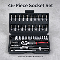 Kit de 46 embouts de douilles économiques 1/4 en acier au carbone avec clé à cliquet et tournevis pour réparation domestique et bricolage