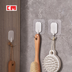 KM523 2 шт. 2 кг сверхпрочные самоклеящиеся белые прямоугольные пластиковые крючки для одежды из нержавеющей стали - Product Image 2