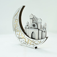 Lampe LED en bois en forme de croissant de lune Zhifan, ornement de table pour mosquée islamique, décoration autoportante pour la maison, Aïd Moubarak, festival musulman