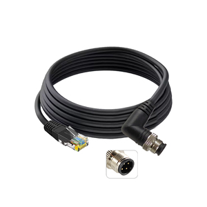 Đúc công nghiệp Cat6 Cáp góc bên phải M12 4 vị trí D mã nam 4pin Ethernet che chắn cáp để RJ45 kết nối mạng - Product Image 2