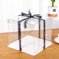 Boîte d'emballage pour gâteaux en gros 4/6/8/10/12 pouces, boîte simple en PET pour présentation de gâteaux de mariage, d'anniversaire ou de desserts, boîte à gâteaux transparente