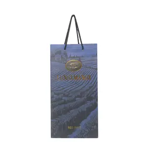 Produttore-Logo personalizzato oro timbrante caldo carta vino sacchetti di carta sacchetto di carta stampa personalizzata