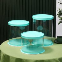 Effacer cylindrique motif couche Transparent rond boulangerie gâteau présentoir emballage fleur cadeau anti-poussière exposition boîte de rangement