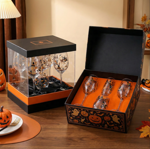 Ensemble de verrerie à motif de chauve-souris et de chapeau de sorcière d'Halloween, décalcomanie, verres à vin highball, gobelets, fête à thème, bar, hôtel, événements, vaisselle personnalisée - Product Image 5