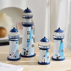 Faro Náutico Oceánico HYI05, Faro Mediterráneo <span class=keywords><strong>de</strong></span> Metal, Torre <span class=keywords><strong>de</strong></span> Baliza, Adornos para Decoración del Hogar - Product Image 6
