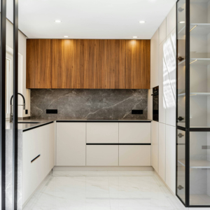 Ensemble complet de meubles de cuisine européens modernes avec charnières, paniers de tiroir et 5+ tiroirs, en panneau <span class=keywords><strong>mélaminé</strong></span> écologique, idéal pour appartement - Product Image 5