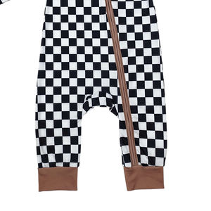 RTS Infant Boy mono negro a cuadros de manga larga al por mayor mameluco para chico bebé niño ropa conjunto - Product Image 3