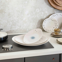 Assiettes ovales en plastique pour restaurant et fête, 100 % mélamine, écologiques, imprimées, vente en gros