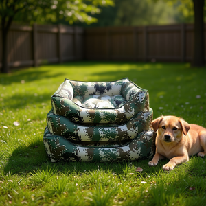 Cuccia per cani Yommy mimetica, set da 3 pezzi S M L, base impermeabile antiscivolo - Product Image 2