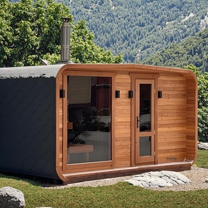 ساونا خارجية فاخرة بتصميم عصري من خشب الهيملوك، مع موقد وتدفئة بالأشعة تحت الحمراء البعيدة، كوخ حديقة، مباشرة من المصنع - Product Image 4