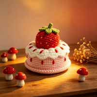 Groothandel Cartoon Aardbeientaart Gebreide Pop Schattige Zachte Fruitcake Gevulde Pop Op Maat Gemaakt Pluche Speelgoed voor Kinderen