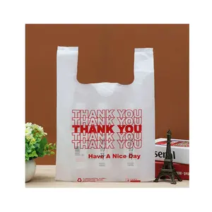 Manufacture recyclable shopping plastic bag heavy duct Thank you custom printed size for supermarket