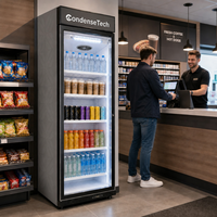 Congélateur vertical vitré à refroidissement par air avec contrôleur numérique, vitrine économe en énergie pour bar