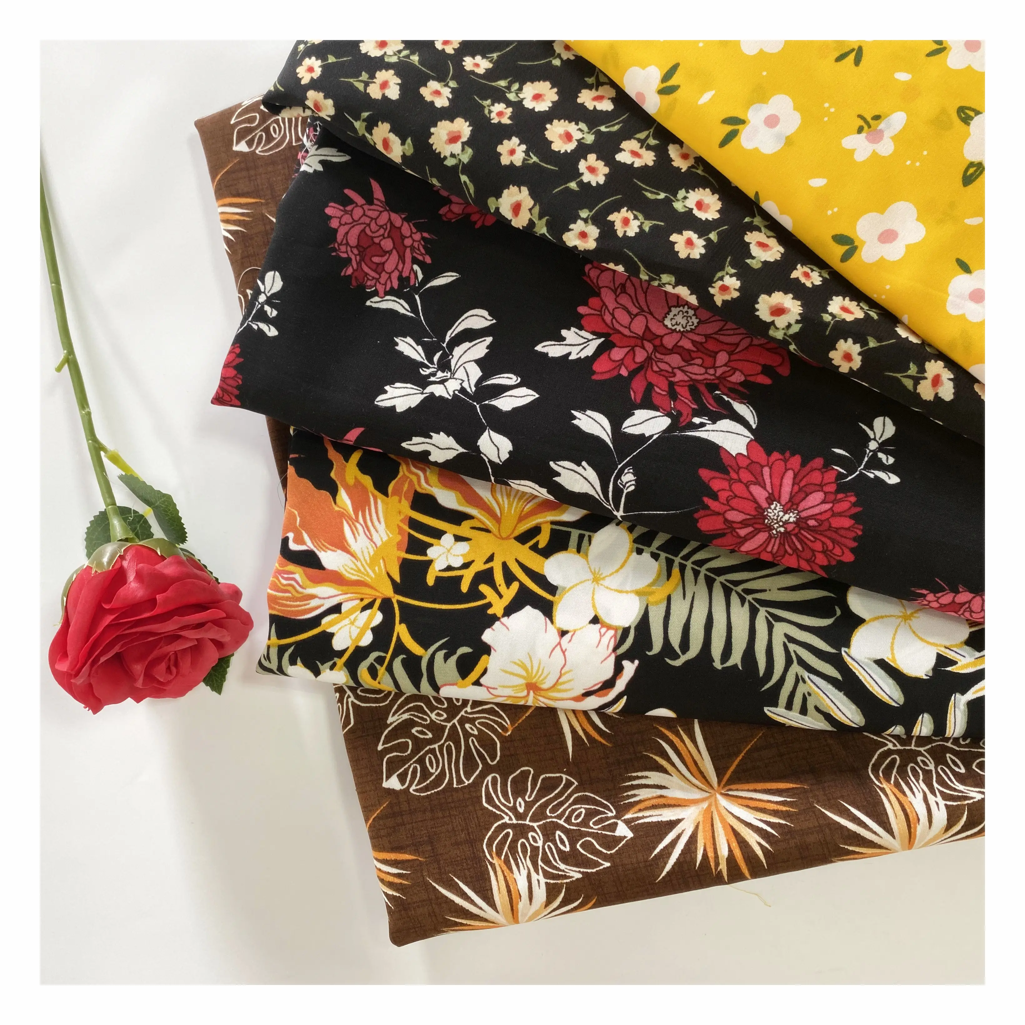 Wholesale Soft Woven Customized Floral Patterns 100% Polyester SPH Print Fabric For Dress