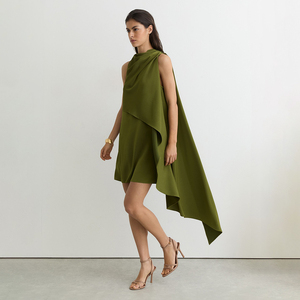 Robe <span class=keywords><strong>mini</strong></span> moulante <span class=keywords><strong>en</strong></span> satin froncée pour <span class=keywords><strong>femme</strong></span>, sans manches, col bénitier, asymétrique, élégante, pour club, soirée, cocktail, avec découpe <span class=keywords><strong>en</strong></span> forme de clé - Product Image 5