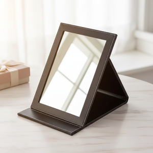 Specchio per Trucco Pieghevole di Lusso con Cornice in Pelle PU, Specchio Portatile per Esposizione <span class=keywords><strong>Gioielli</strong></span> e Bancone Negozio - Product Image 1