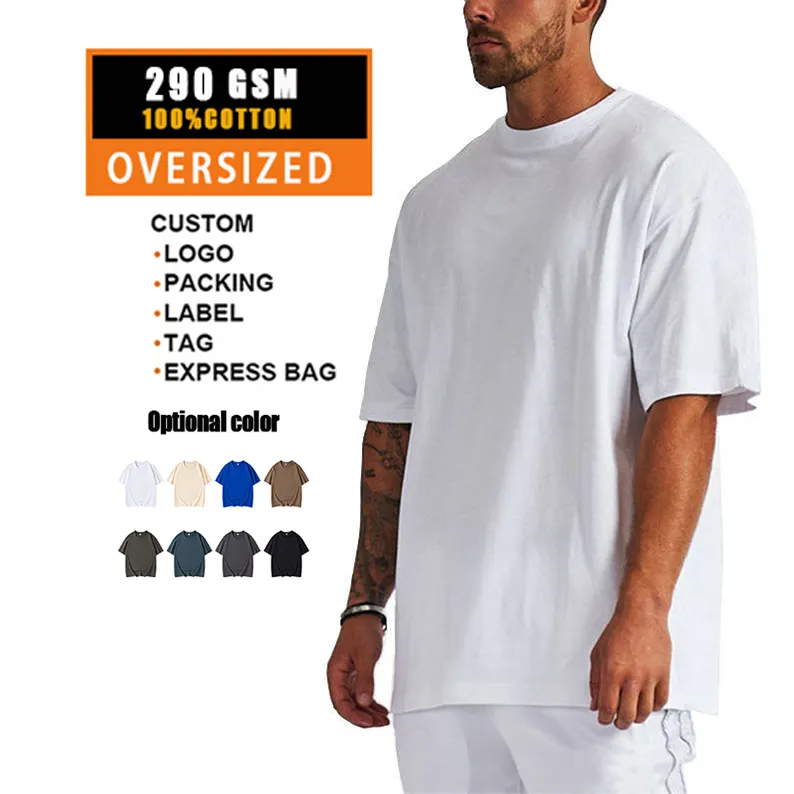 Street hip-hop camicia boxy fit da uomo 290gsm blank 100% cotone maglietta oversize con spalla scesa da uomo