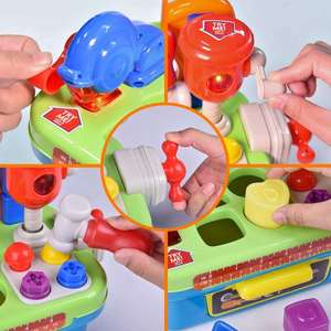 Banc d'outils pour tout-petits, jouets pour enfants de 1 an, ensemble d'outils, établi avec lumière et son, trieur de formes, jouet éducatif en plastique - Product Image 5