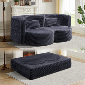 Folding Sofa <b>Bed</b> Set <b>Convertible</b> Corduroy Fabric Sofa Modern Design for Apartment Villa & Hotel Use - Product Image 4
