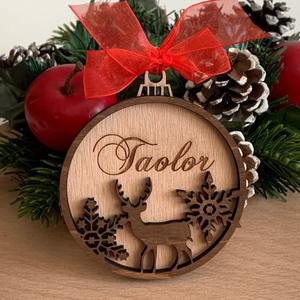 Artesanías de Navidad Decoración Árbol de Navidad Elk Colgante de doble capa Nombre de una pieza personalizado - Product Image 2