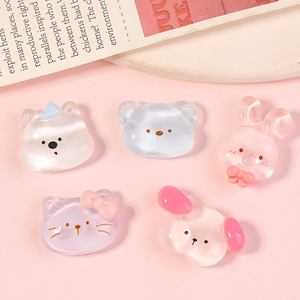 Autocollants et aimants pour réfrigérateur, dessin animé mignon, tête d'animal transparente, résine artisanale, colle crème écologique - Product Image 4