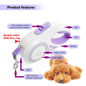 Cinta de nailon con anillo de luz LED al por mayor correa de perro retráctil de plomo automática para mascotas - Product Image 2
