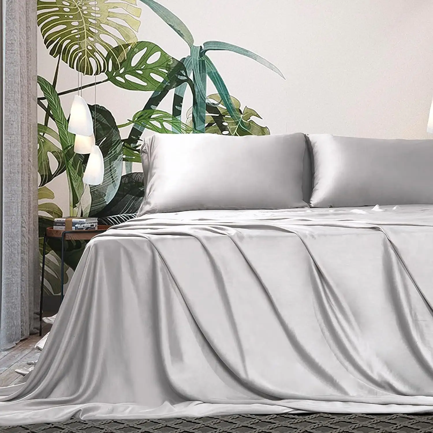 Drap de lit de luxe pur Tencel 100% drap de lit King Size ensemble de literie draps en Lyocell linge de lit poches profondes