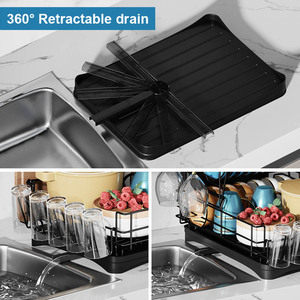 Étagère à vaisselle de cuisine de comptoir en acier multifonction de luxe égouttoir à vaisselle à 2 niveaux égouttoir à couverts support de rangement pour vaisselle - Product Image 5